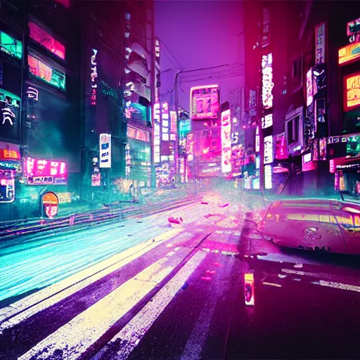 Prompt: tokyo 2077 by Liam Wong, glitch art