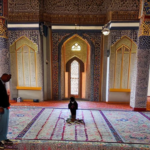 Prompt: bomberman praying in a mosque