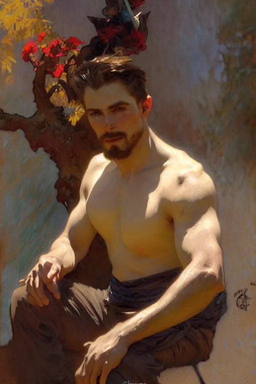 Image similar to attractive man, painting by gaston bussiere, craig mullins, greg rutkowski, alphonse mucha