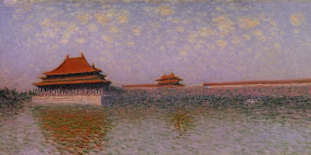 Prompt: a oil painting of the forbidden city by Oscar-Claude Monet