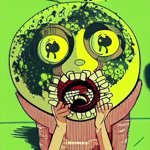 Image similar to a tennis ball monster by satoshi kon