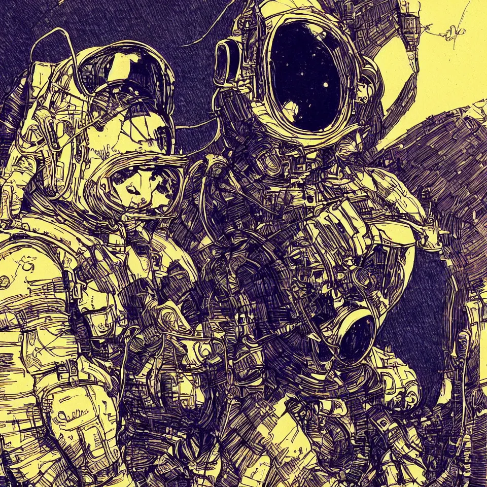 Prompt: a detailed astronaut helmet wearing a headphone by barry windsor - smith, digital painting, digital art, beautiful, dynamic lighting, cinematic, epic composition, masterpiece