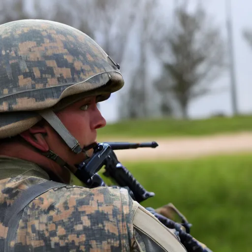 Image similar to a soldier gearing up to charge into battle