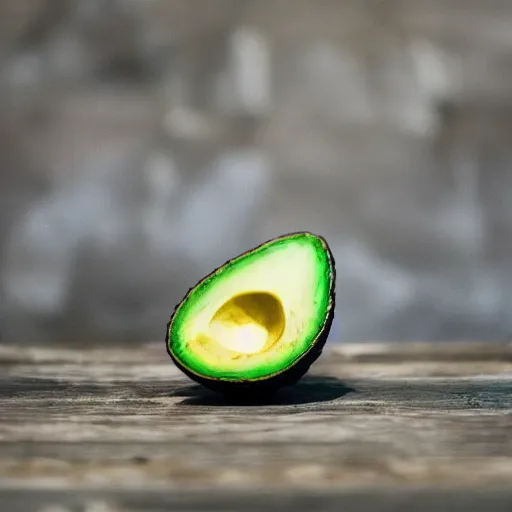 Prompt: a photo of an avocado chair, shallow focus