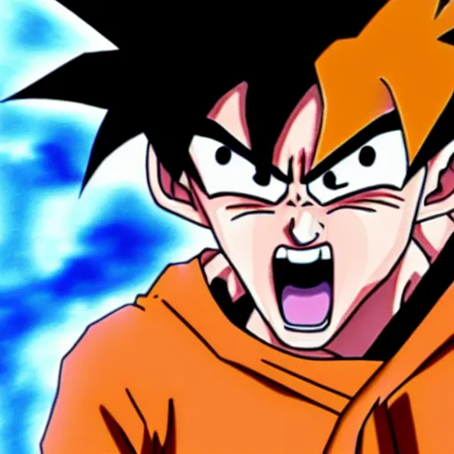 Image similar to goku screaming at naruto