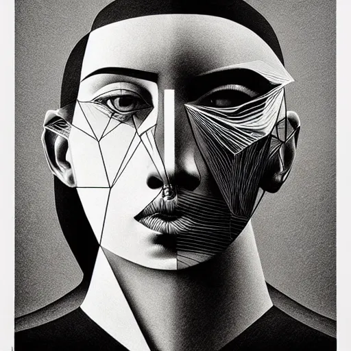 Prompt: lithography polish poster conceptual figurative post - morden monumental portrait, highly conceptual figurative art, intricate detailed illustration, controversial poster art, polish poster art, geometrical drawings, no blur