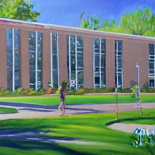 Prompt: beautiful painting of spring branch high school by olaf krans
