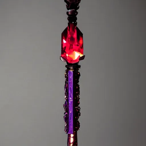 Prompt: Red crystal sword held by a purple demon