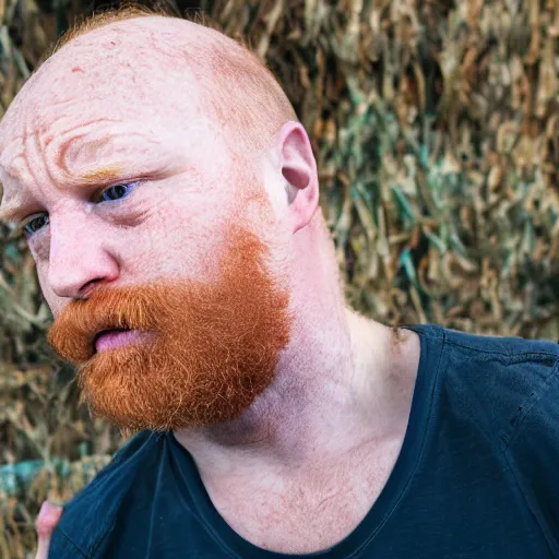 Image similar to a balding blue eyed ginger middle aged man crying