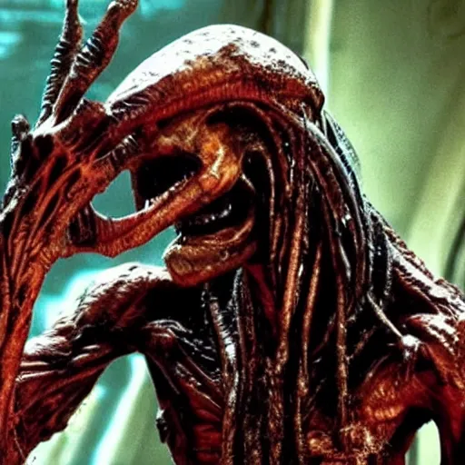 Image similar to the humanoid alien from the predator movie. realistic.