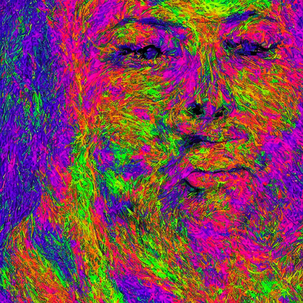 Image similar to mdluex face digital art, holographic colors