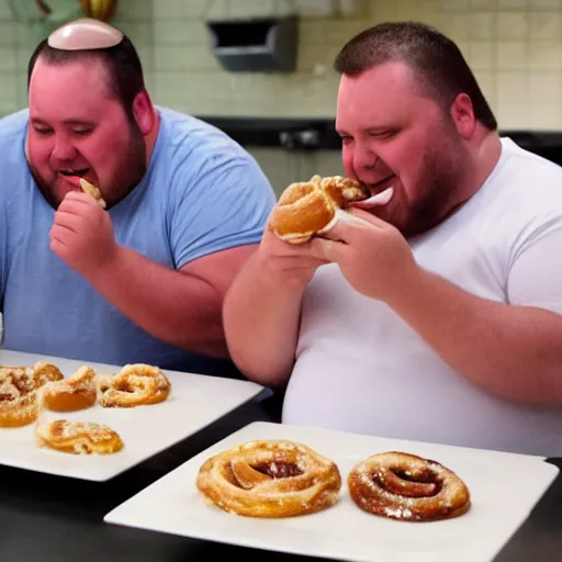 Image similar to fat guys eating cinnabons