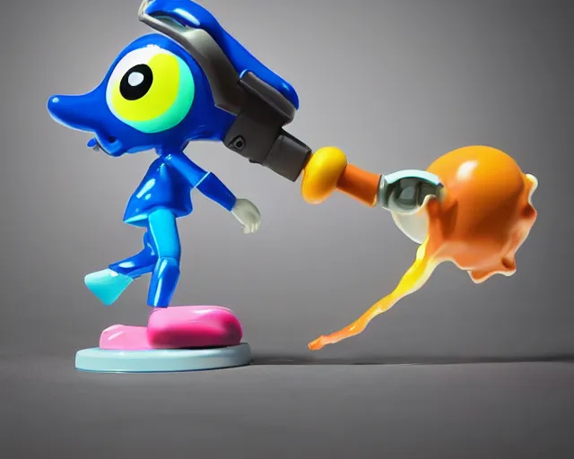 Prompt: James Jean isolated splatoon vinyl figure, figure photography, smooth sharp focus, splash color, stylized, high detail - H 640