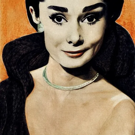 Image similar to audrey hepburn art by gentile bellini