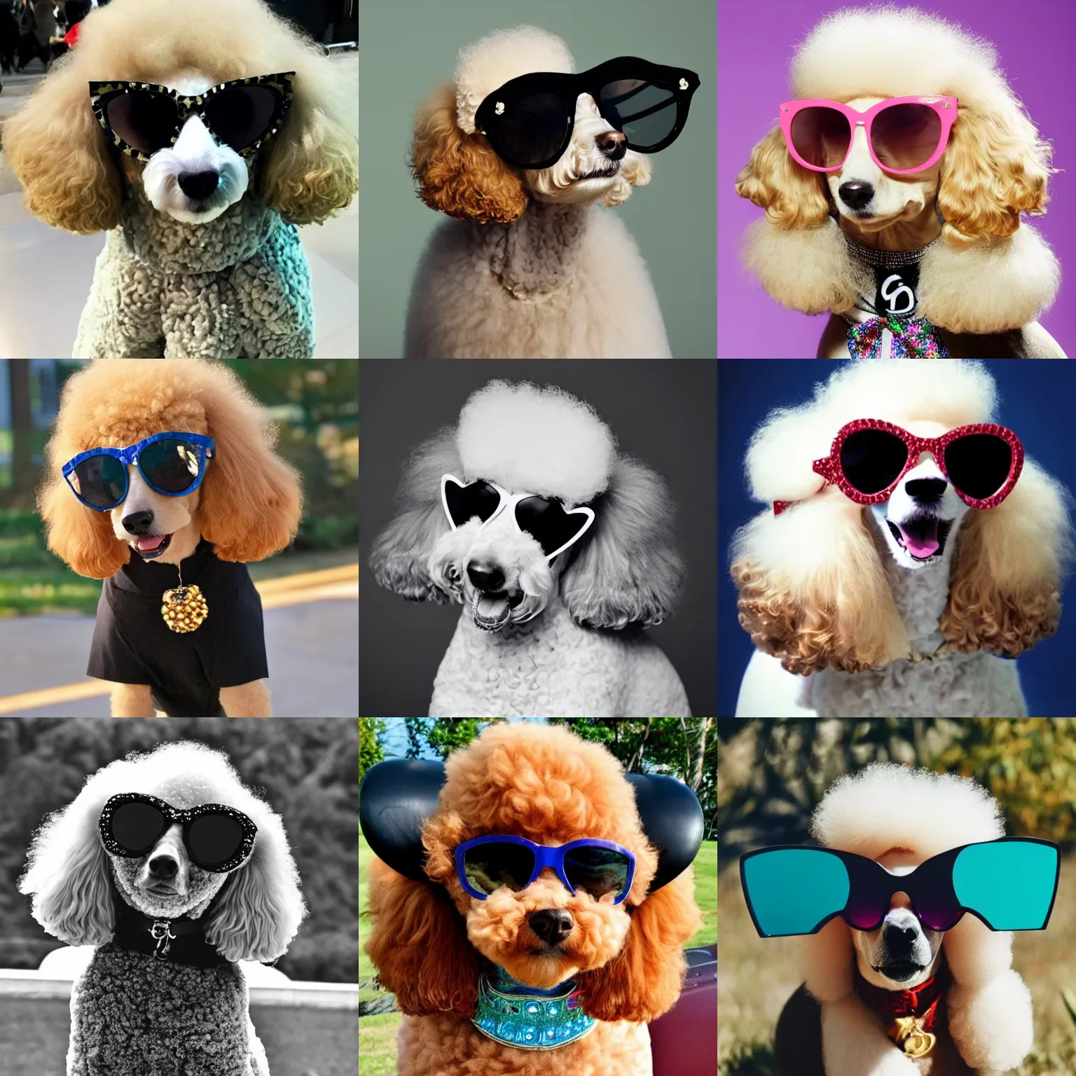 Prompt: poodle wearing sunglasses