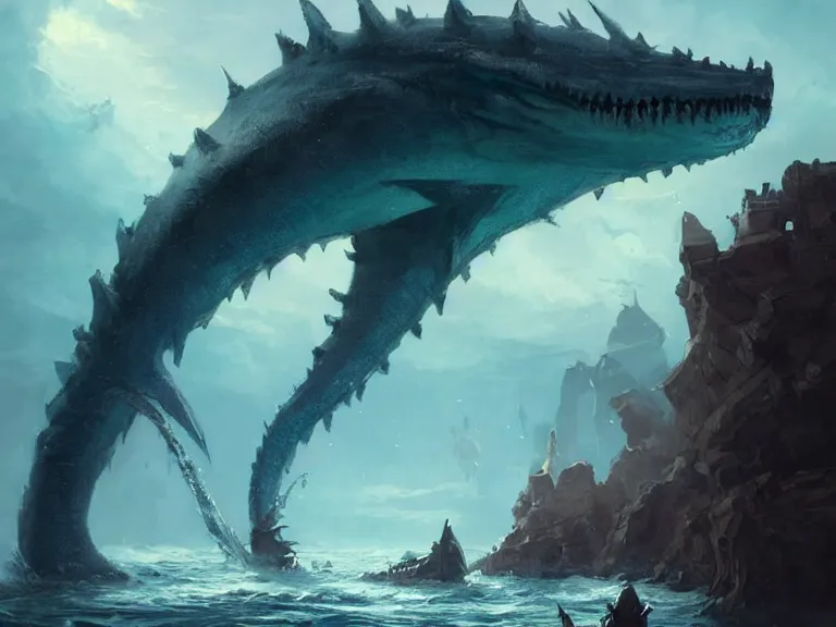 Epic Leviathan Sea Monster, Concept Art By Greg 