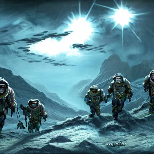 Image similar to space miners, fantasy art, matte painting