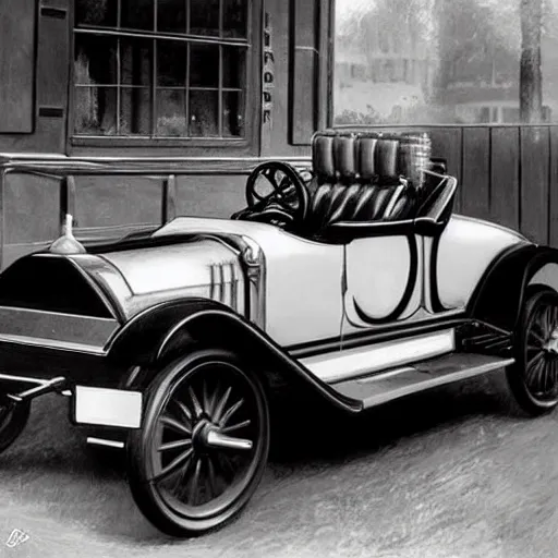 Image similar to a Photorealistic hyperrealistic car from 1920