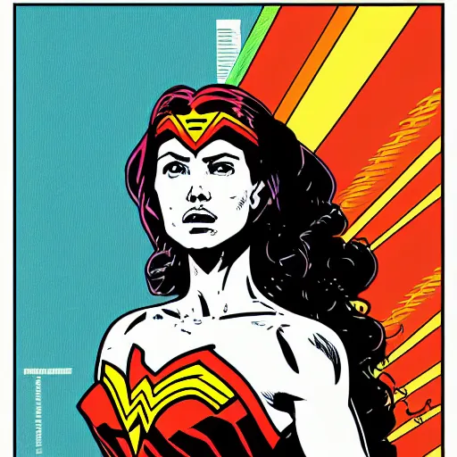 Prompt: portrait of wonder woman, by laurie greasley