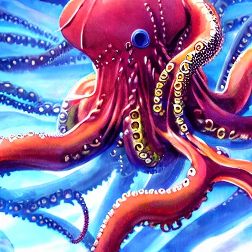 Image similar to stunning portrait of a giant robotic octopus