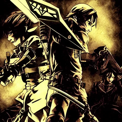Prompt: legend of zelda in resident evil by yoji shinkawa