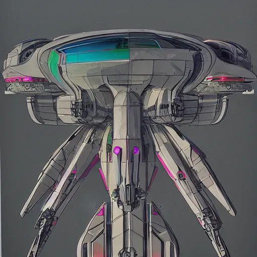 Prompt: coloured pencil of a spaceship scifi tech hardsurface shape form exploration, floral ornaments, big medium small, artstation, colored marker, paper collage, syd mead, hr giger, concept art