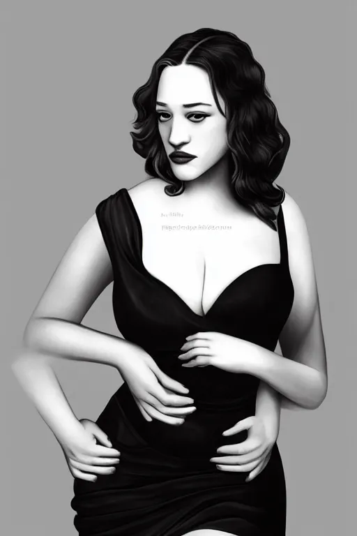 Prompt: Full body Portrait of young, beautiful kat dennings, black dress, full of details, dslr camera quality, photorealistic, smooth, by Ina Wong and wlop ，trending on cgsociety and artstation，8kHDR，light effect