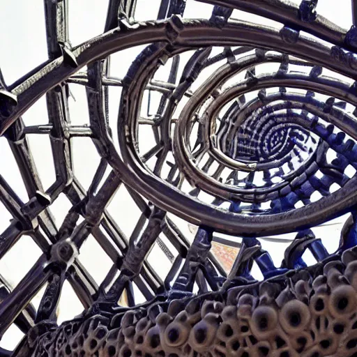 Image similar to spiral staicase designed by Antoni Gaudi