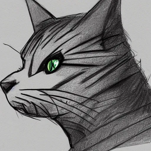 Image similar to cyberpunk cat in suit sketch sideview