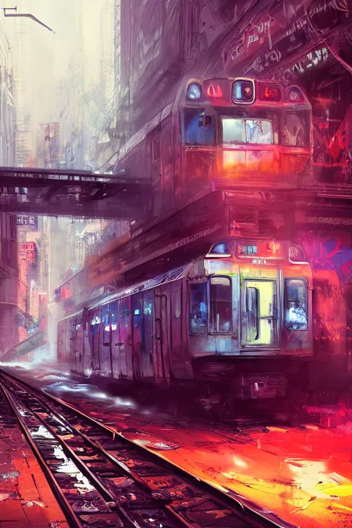 Image similar to portrait, Graffiti sprayed old new york Subway car, dynamic lighting, volumetric, bokeh, cinematic, establishing shot, extremly high detail, photo realistic, cinematic lighting, post processed, concept art, artstation, matte painting, style by eddie mendoza, raphael lacoste, alex ross