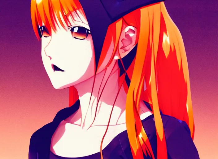 Image similar to anime girl with orange hair in the Soviet pioneer form, manga,katsura masakazu, intricate, detailed, studio lighting, gradation,editorial illustration, matte print, Ilya Kuvshinov, concept art, digital