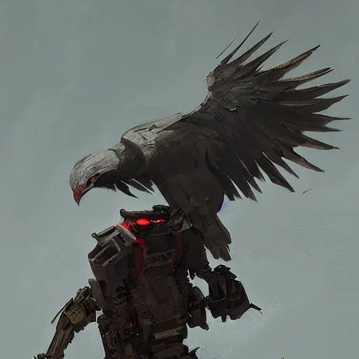 Image similar to 🤖🦅, Greg rutkowski, Trending artstation, cinematográfica, digital Art