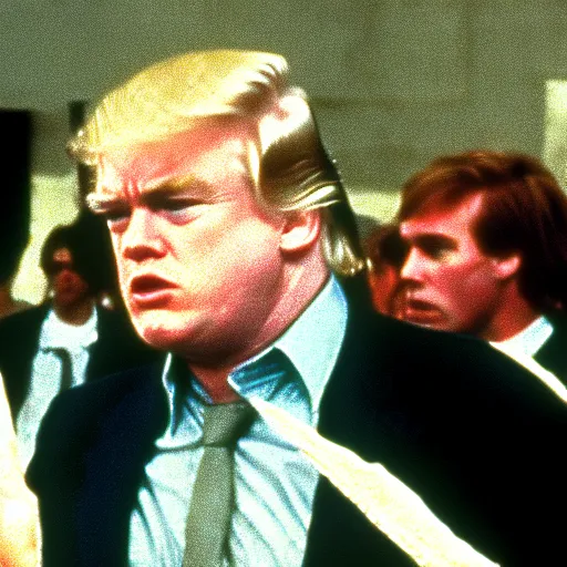 Image similar to philip seymour hoffman is donald trump, platoon ( 1 9 8 6 ), cinematic shot