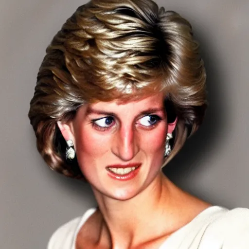 Prompt: princess diana being beamed up to a UFO