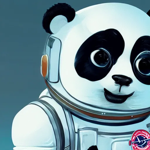 Image similar to a cute and adorable panda in an astronaut suit on the moon, warm lighting with cool shadows, digital painting, detailed, trending on artstation, in the style of dominik mayer thomas dubois, gaston bussiere, 8 k, octane render