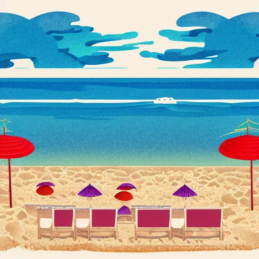 Prompt: create a illustration of a beach in japan