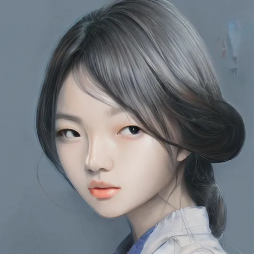 Image similar to dynamic composition, motion, ultra-detailed, incredibly detailed, a lot of details, amazing fine details and brush strokes, colorful and grayish palette, smooth, HD semirealistic anime CG concept art digital painting, watercolor oil painting of a young office lady, by a Chinese artist at ArtStation, by Huang Guangjian, Fenghua Zhong, Ruan Jia, Xin Jin and Wei Chang. Realistic artwork of a Chinese videogame, gradients, gentle an harmonic grayish colors.