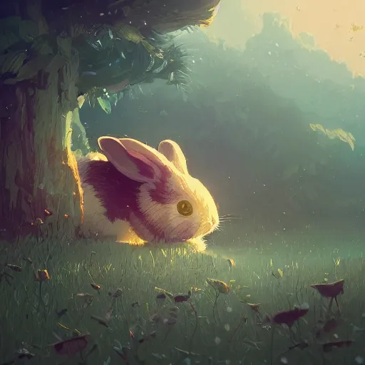 Image similar to cute rabbit by victo ngai and andreas rocha and greg rutkowski trending on artstation unreal engine 8 k hd wallpaperjpeg artifact blur