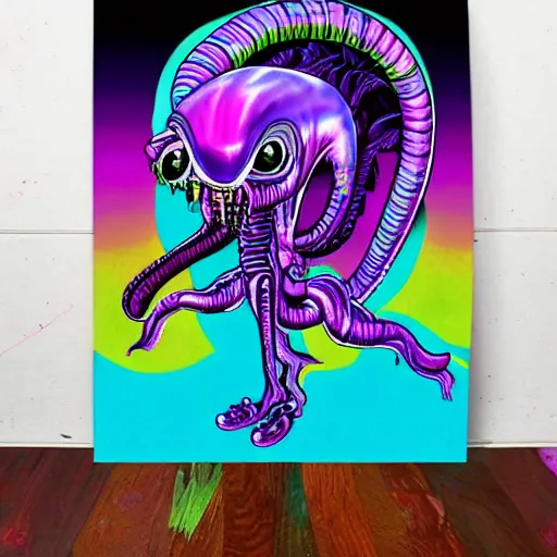 Prompt: lisa frank xenomorph