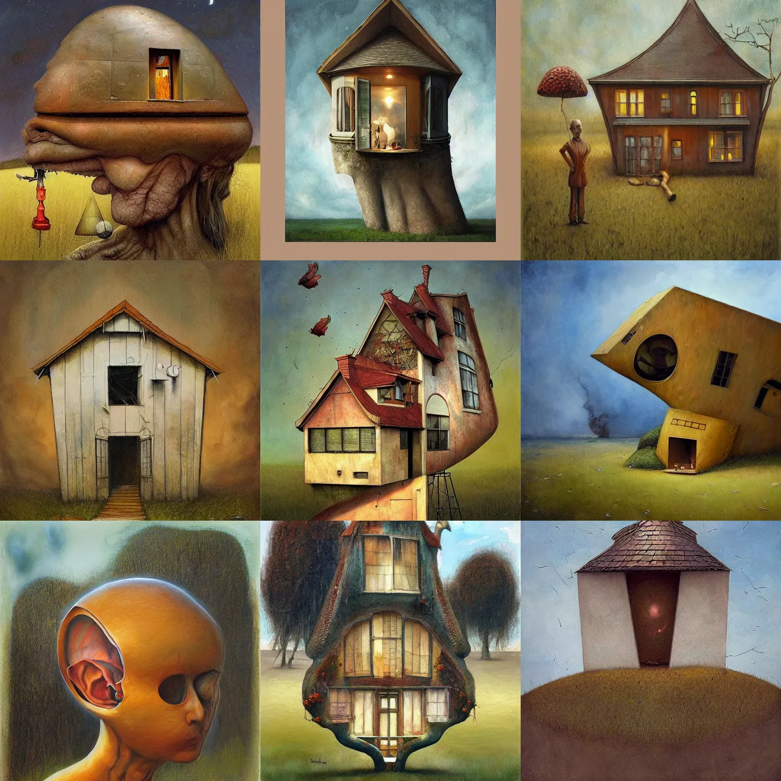 Image similar to House shaped as a human head by Esao Andrews