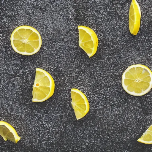 Image similar to lemons stuck in wet asphalt