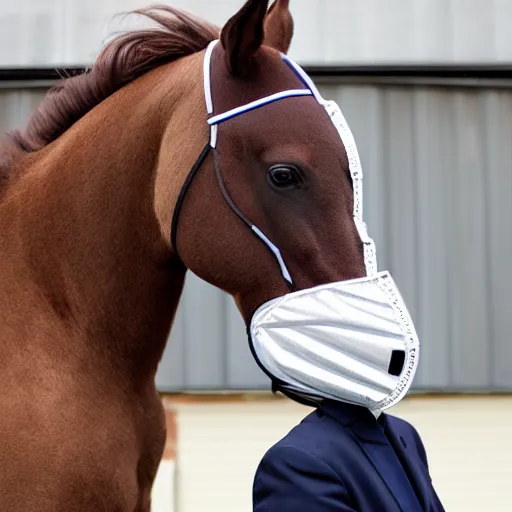 Image similar to man wearing horse head mask