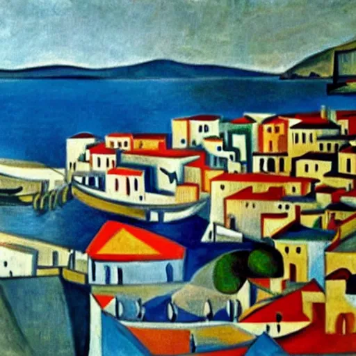 Prompt: cadaques painted by picasso