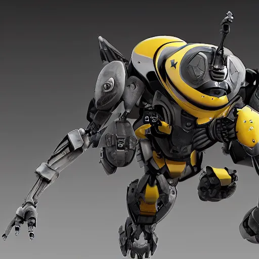 Prompt: hard surface, robotic platform, based on bumblebee, unreal engine