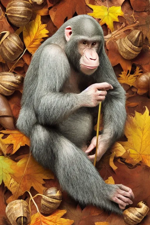 Image similar to ape with an acorn