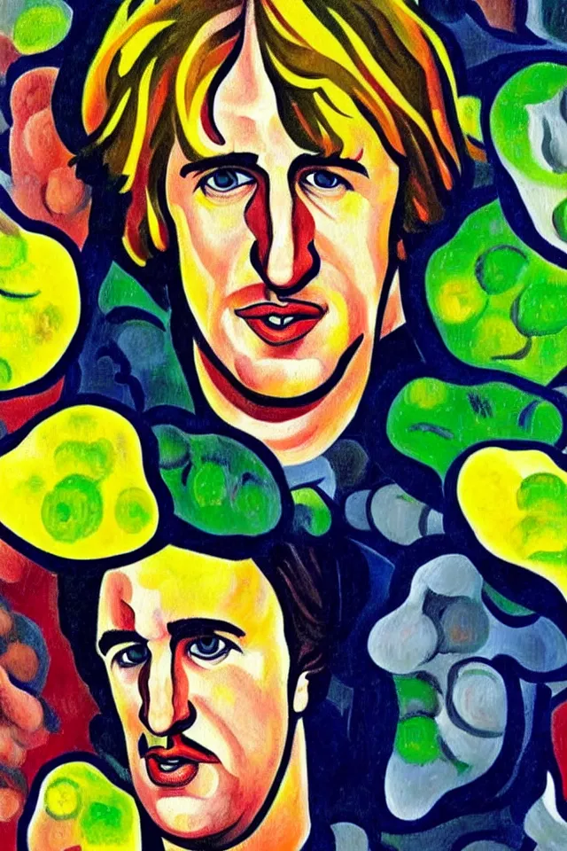 Image similar to bizarre neo - fauvism portrait of owen wilson in a sea of thousands of highly detailed potatos, dramatic cinematic lighting, 8 k, beautiful intricate painting