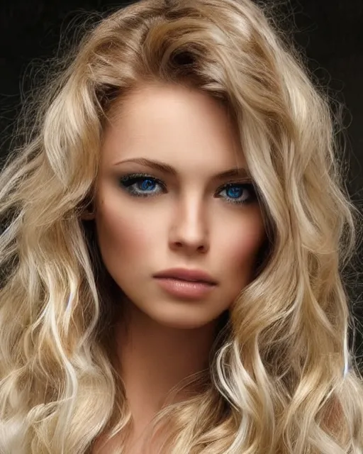 Image similar to beautiful woman, wavy blonde hair