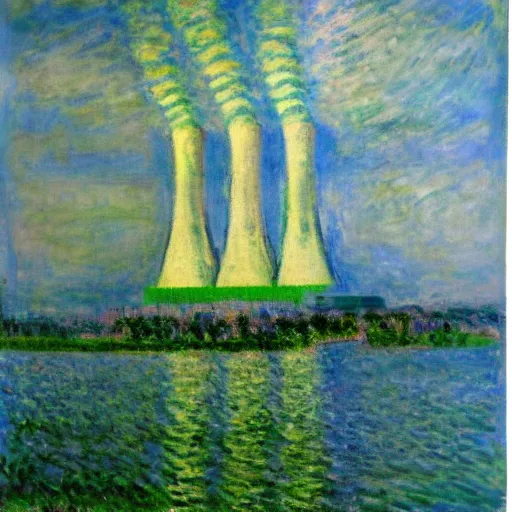 Prompt: nuclear power station in the style of Claude Monet