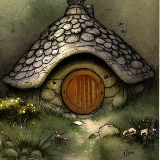 Prompt: hobbit house. muted colors. by Jean-Baptiste Monge style of Jean-Baptiste Monge painted by Jean-Baptiste Monge in art book of Jean-Baptiste Monge,