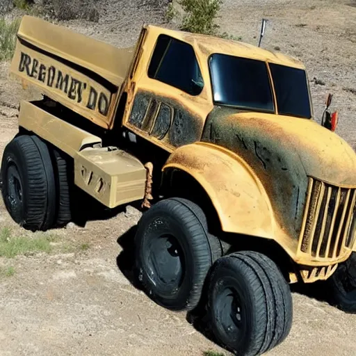 Image similar to ratrod dump truck hybrid chimera, combination